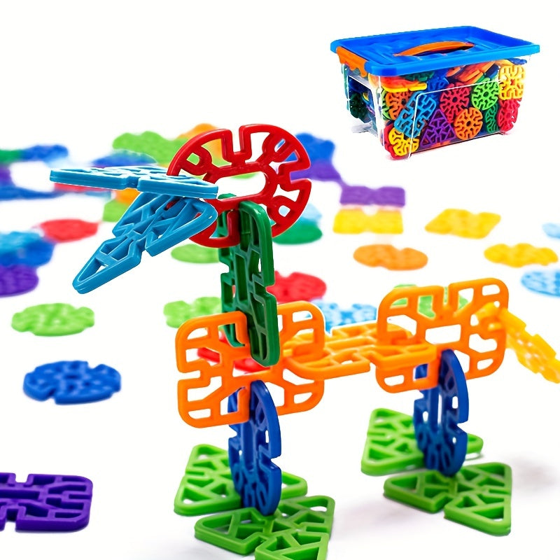 Children Building Toys, 98pcs Snowflakes Educational Building Blocks Kit for Kids, Round Hole Puzzle, Fun Assembly Puzzle, Best Gift for Boys Girls Creative Games & Fun Activit-Random color