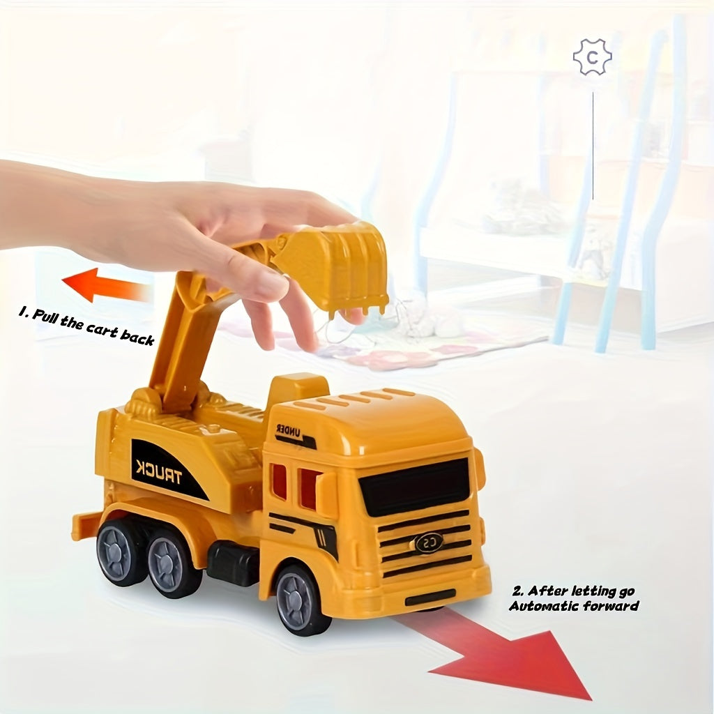 8pcs Inertia Pull-back Excavator Combination - Perfect Christmas & Holiday Gifts for Kids -  Construction Vehicles Toys -  Suitable for Ages 3+ - Ideal Gift for Boys & Girls