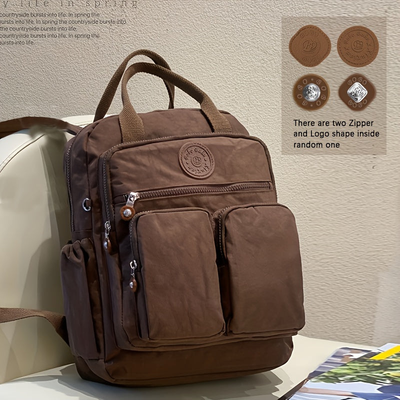 Large Capacity Backpacks for Women Casual Backpacks Women's High-capacity School Bag Solid Color Zipper Travel Bag Multi-pocket Laptop Bag