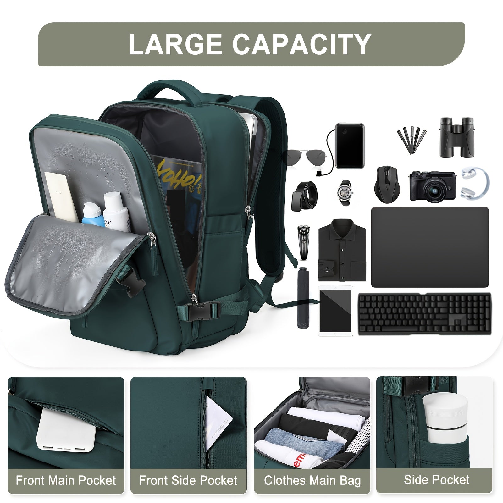 COOFAY Airline-Approved Large Travel Backpack for Men & Women - Durable Nylon, Multi-Compartment with Laptop Sleeve, Adjustable Straps, Ideal for Business & Gym Use, Business Backpack|Sleek Casual Design|Practical Design, Bac