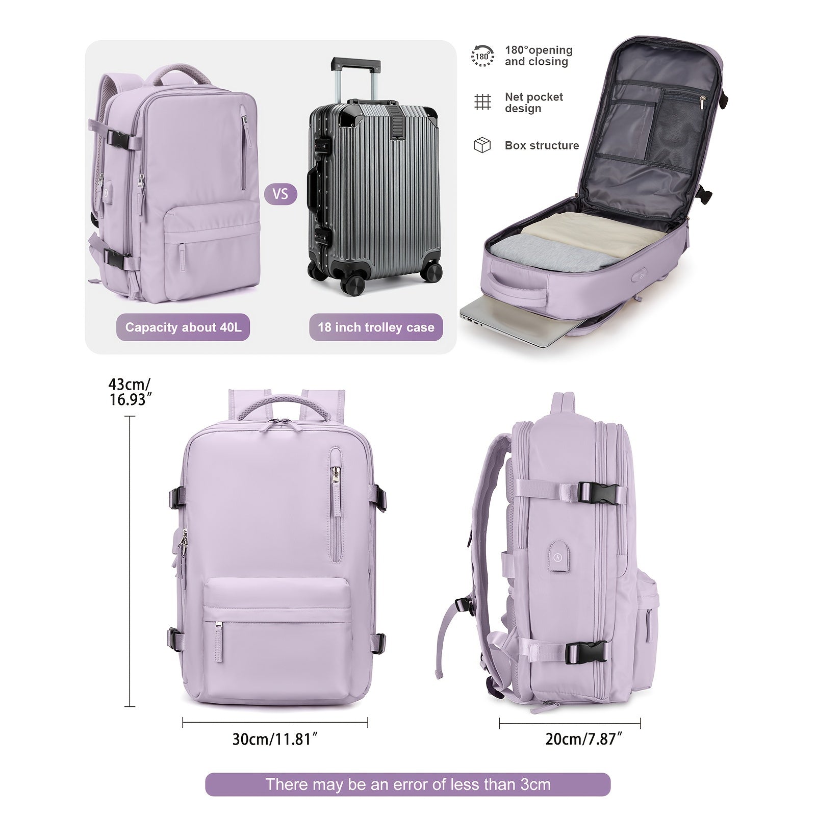 COOFAY Airline-Approved Large Travel Backpack for Men & Women - Durable Nylon, Multi-Compartment with Laptop Sleeve, Adjustable Straps, Ideal for Business & Gym Use, Business Backpack|Sleek Casual Design|Practical Design, Bac