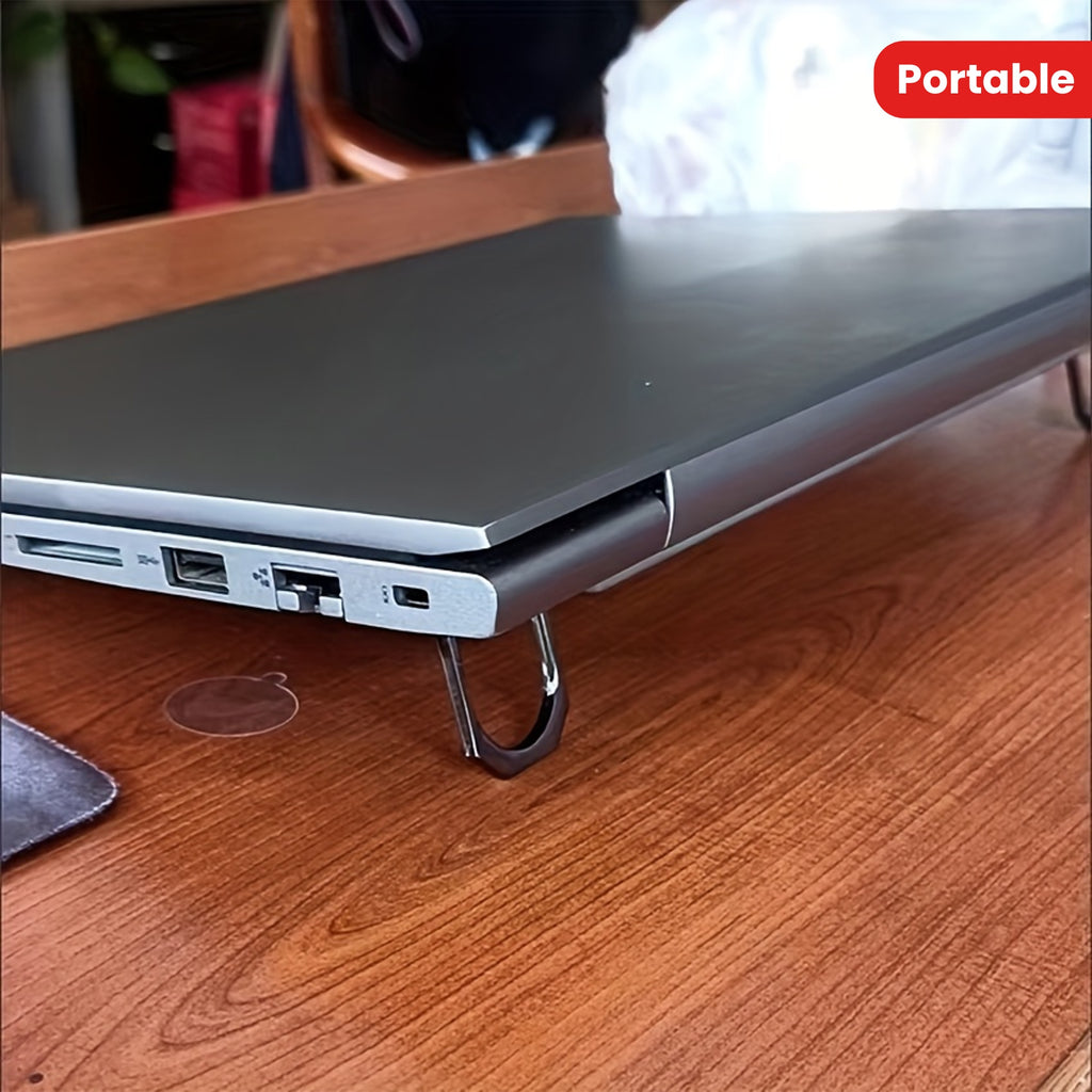 Mini Portable Invisible Metal Laptop Stand Holder with Adjustable Heightening Cooling Rack Support and Folding Base for Universal Notebook