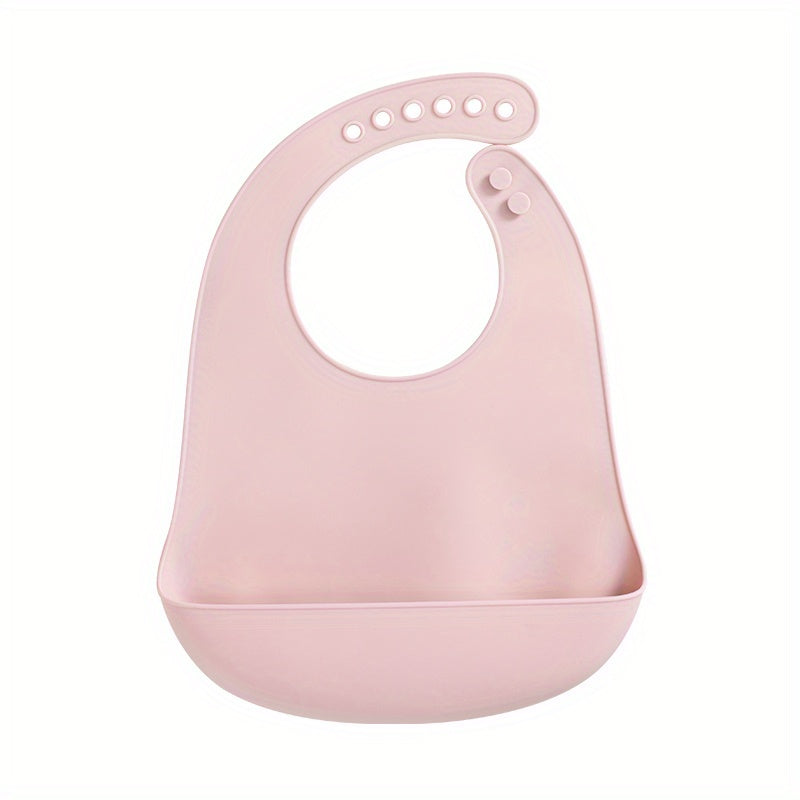 1 pc Waterproof Silicone Baby Bibs - Soft, Adjustable, BPA-Free Feeding Cloths for Infants - Solid Color Design with Easy Clean-Up
