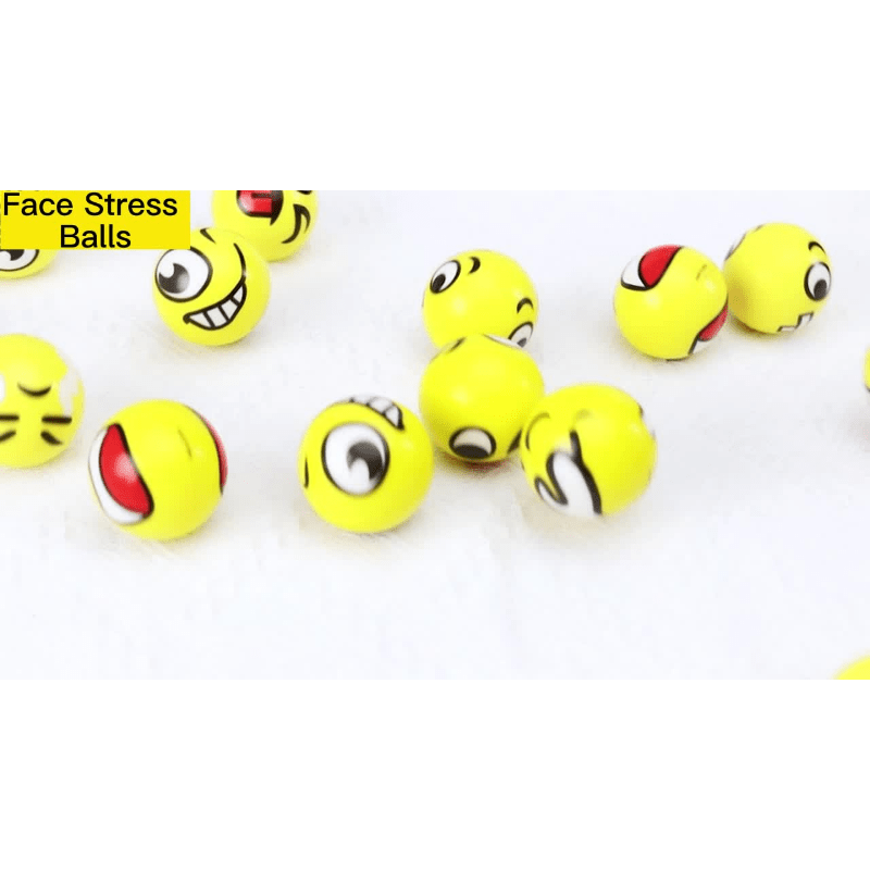 12pcs, Random Style Face Stress Balls (2.5"), Squeeze Stress Balls, Fidget Toys, Funny Foam Balls, Hand Wrist Finger Exercise Supplies, Squeeze Supplies