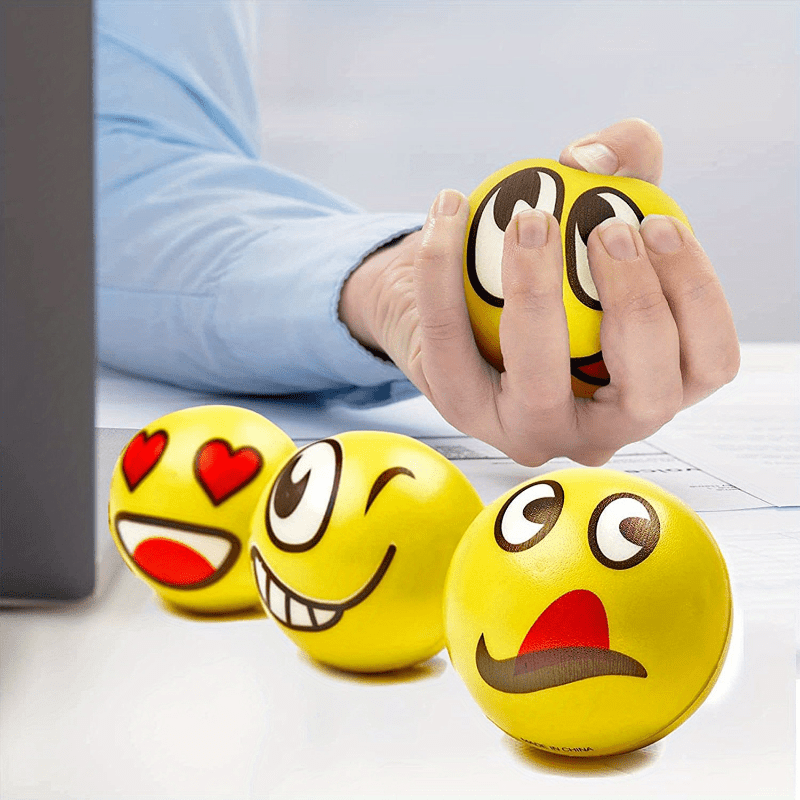 12pcs, Random Style Face Stress Balls (2.5"), Squeeze Stress Balls, Fidget Toys, Funny Foam Balls, Hand Wrist Finger Exercise Supplies, Squeeze Supplies