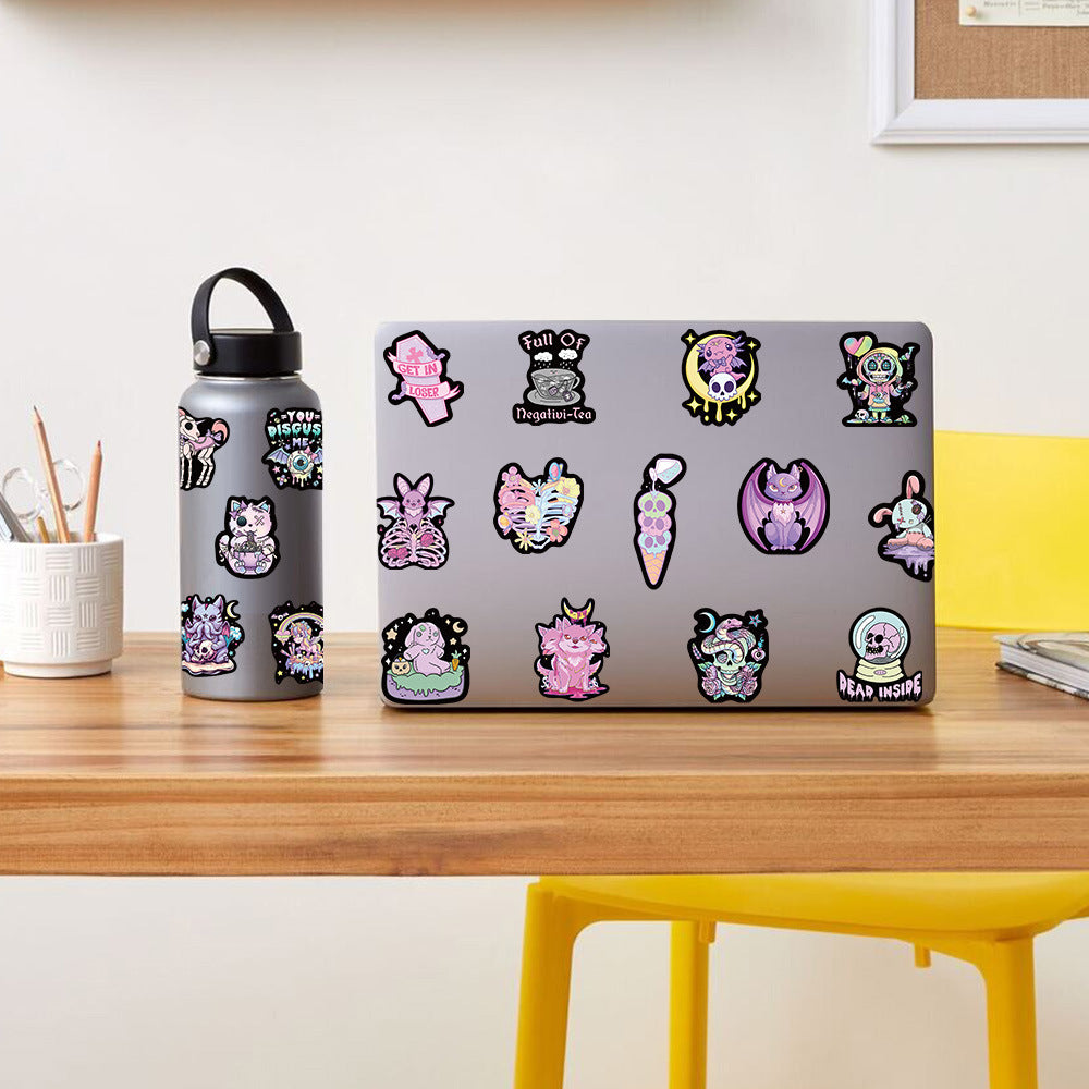 56pcs Dark Gothic Purple Love Doodle Cool Aesthetics Cute Funny Cartoon Stickers Graffiti Vinyl Waterproof Stickers Pack For Adults Teen Girl For Suitcase Water Bottle Phone Laptop Skateboard Luggage