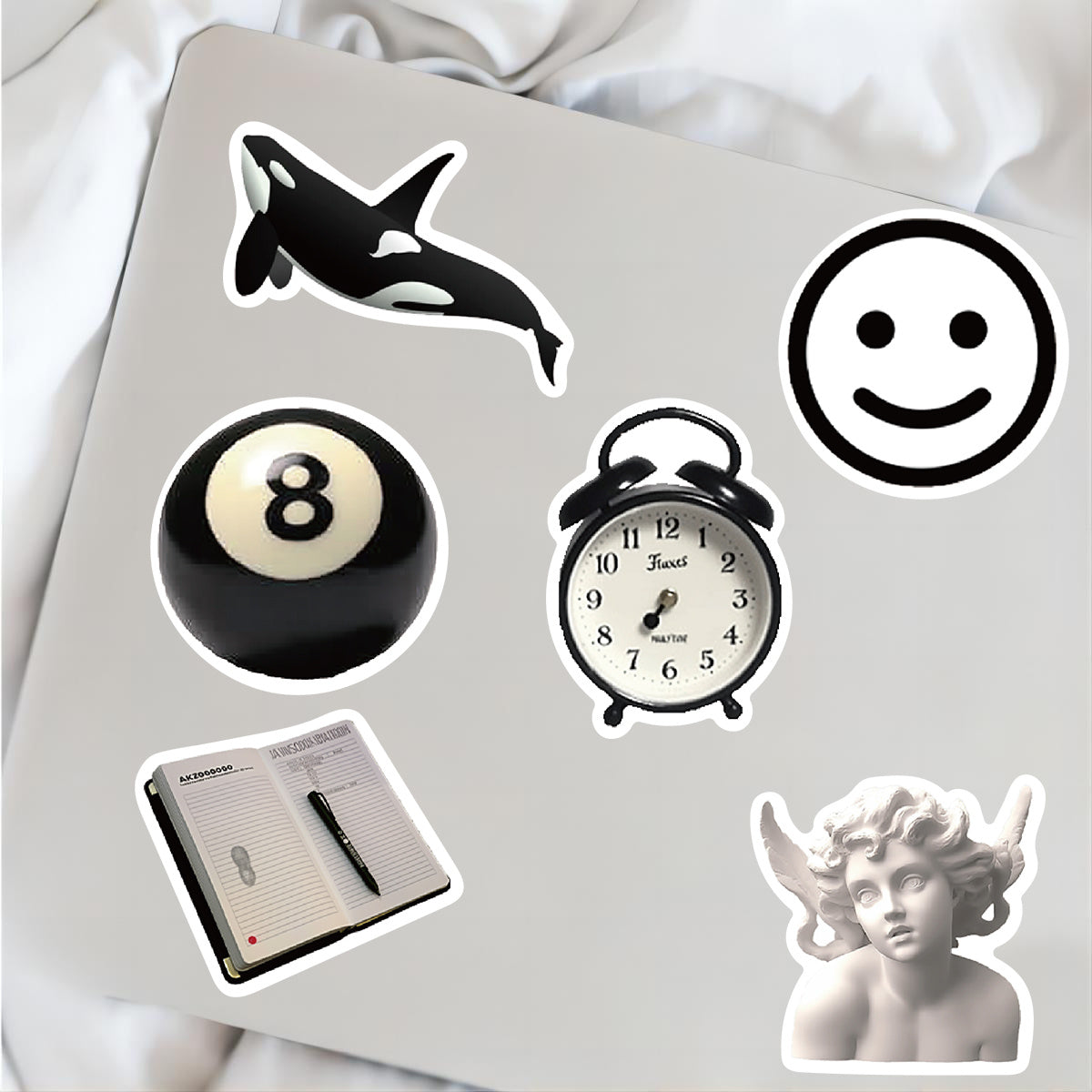 50pcs, Black And White Style Stickers For Laptop Phone Skateboard Guitar Garage Door Fridge Car Scrapbook Suitcase Motorcycle Snowboard, DIY Arts And Crafts, Decorative Stickers