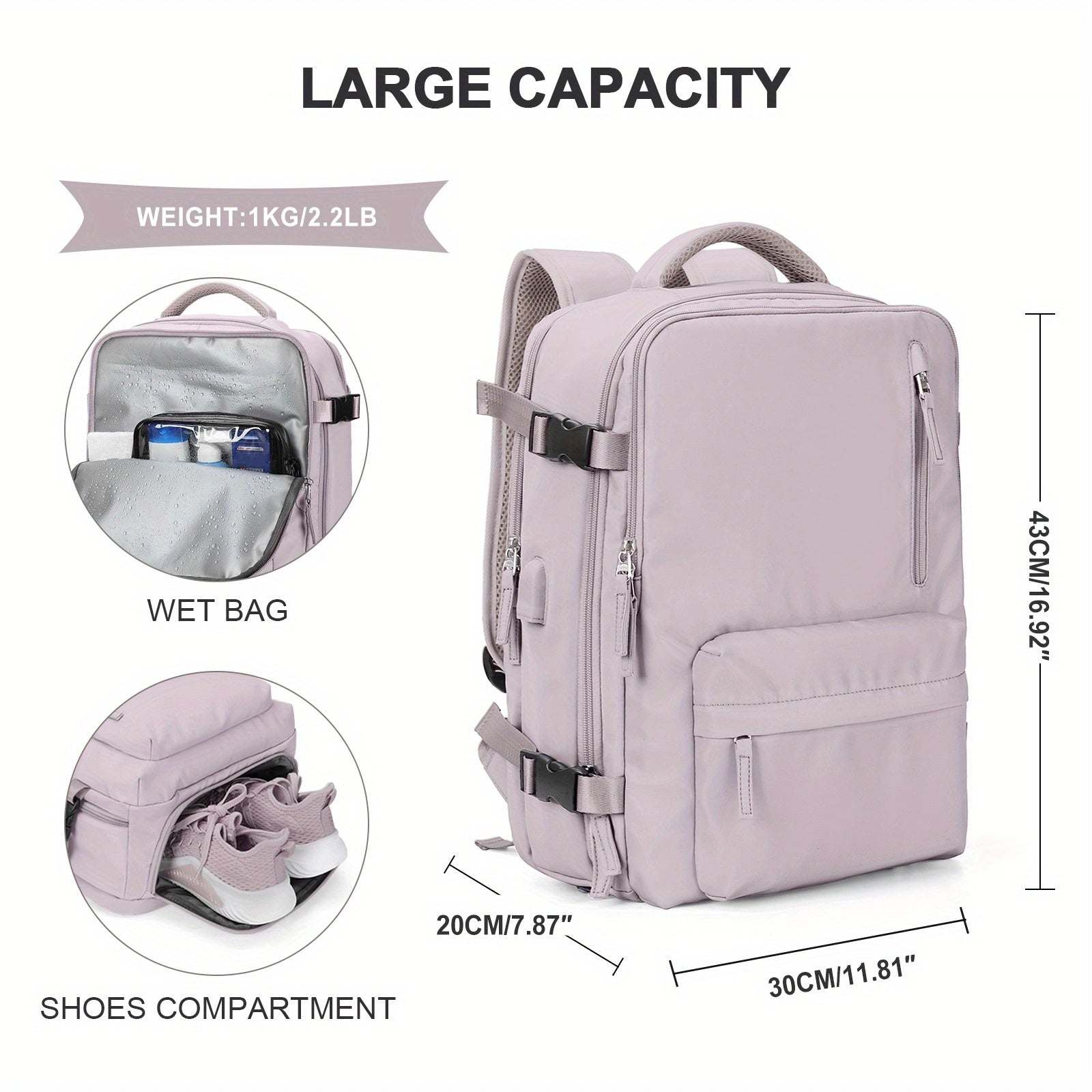 COOFAY Airline-Approved Large Travel Backpack for Men & Women - Durable Nylon, Multi-Compartment with Laptop Sleeve, Adjustable Straps, Ideal for Business & Gym Use, Business Backpack|Sleek Casual Design|Practical Design, Bac