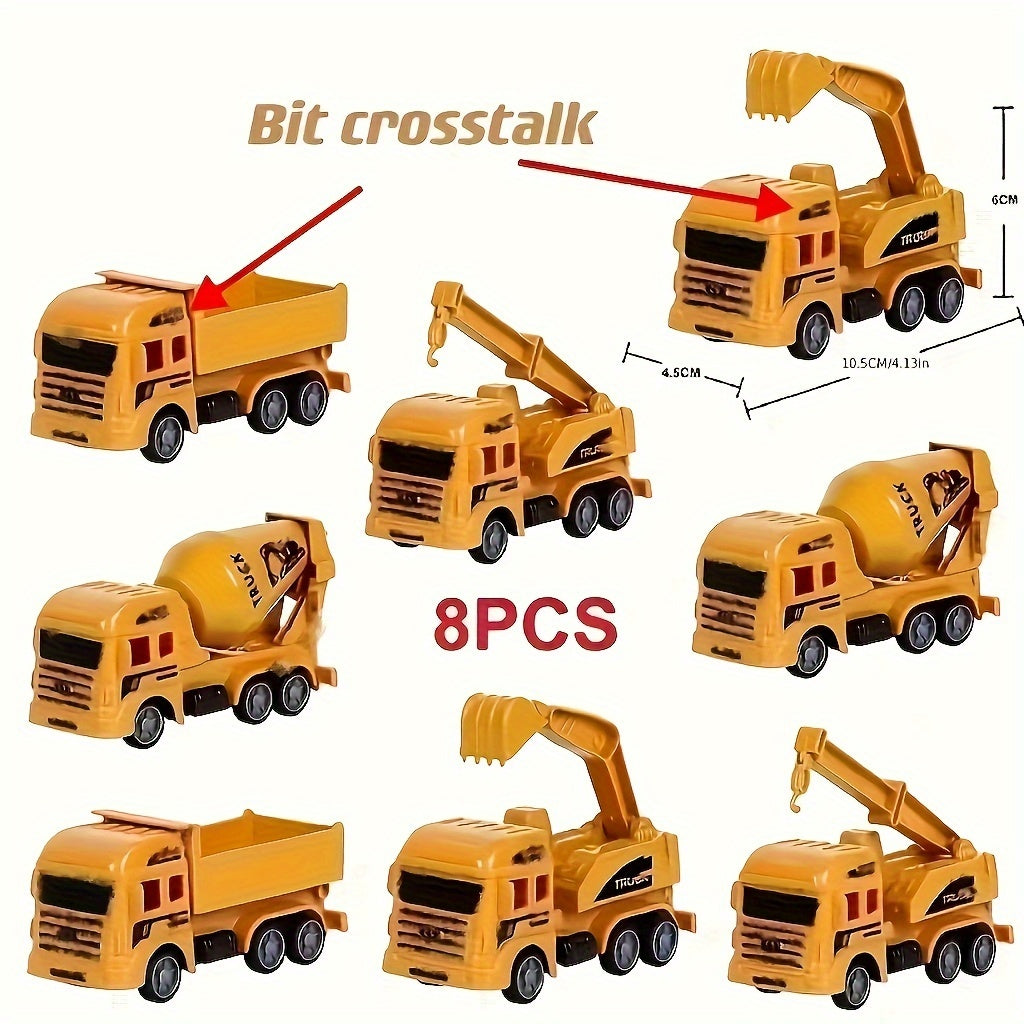 8pcs Inertia Pull-back Excavator Combination - Perfect Christmas & Holiday Gifts for Kids -  Construction Vehicles Toys -  Suitable for Ages 3+ - Ideal Gift for Boys & Girls