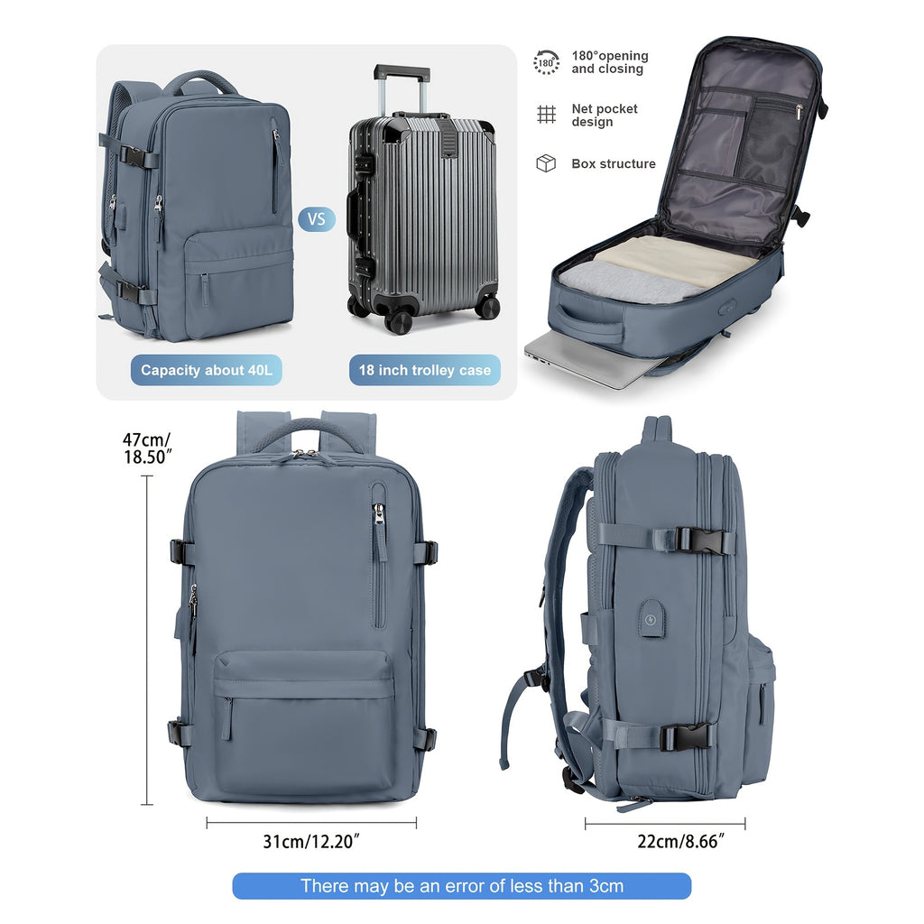 COOFAY Airline-Approved Large Travel Backpack for Men & Women - Durable Nylon, Multi-Compartment with Laptop Sleeve, Adjustable Straps, Ideal for Business & Gym Use, Business Backpack|Sleek Casual Design|Practical Design, Bac
