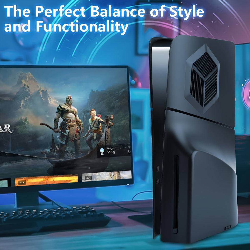 PS5 Slim Hard Shell Cover - Shockproof Face & Side Plates for Disc Edition, Premium ABS Replacement Panels, Black - Compatible with PlayStation 5 Console