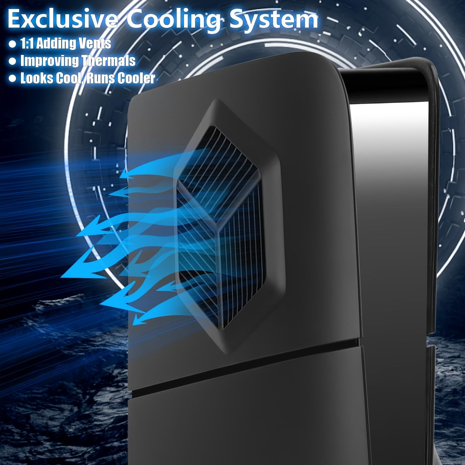 PS5 Slim Hard Shell Cover - Shockproof Face & Side Plates for Disc Edition, Premium ABS Replacement Panels, Black - Compatible with PlayStation 5 Console