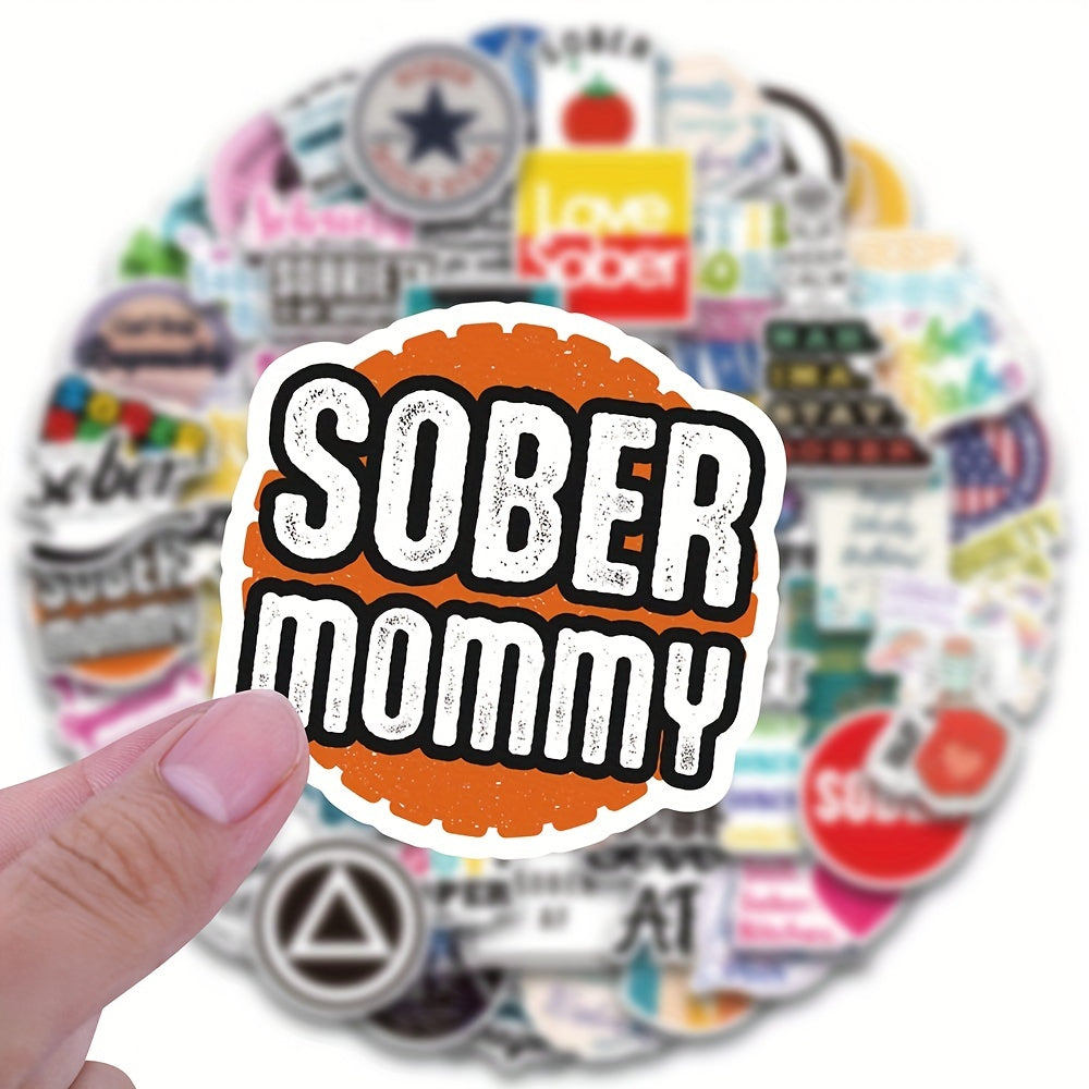 60pcs, Sober Stickers, Sobriety Vinyl Stickers, Water Bottle Laptop Scrapbooking Stickers Recovery Gifts