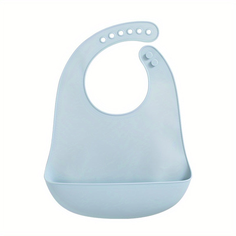 1 pc Waterproof Silicone Baby Bibs - Soft, Adjustable, BPA-Free Feeding Cloths for Infants - Solid Color Design with Easy Clean-Up