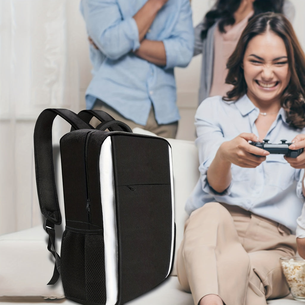 Gaming Backpack for PS5, Protective Travel Carrying Case Bag Compatible with Playstation 5 Console Game Storage Bag with Multiple Pockets for PS5 Disc/Game Cards/Laptop Tech Gifts for Men, Backpack