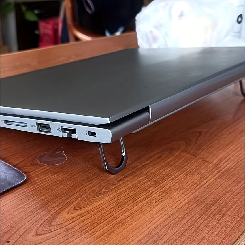 Mini Portable Invisible Metal Laptop Stand Holder with Adjustable Heightening Cooling Rack Support and Folding Base for Universal Notebook