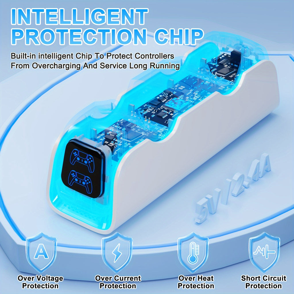 PS5 Controller Charger, 2024 Upgrade Charging Dock For PlayStation 5 Dualsense & Edge Controller, With 6 RGB LED Light Mode, PS5 Fast Charging Station With Cable