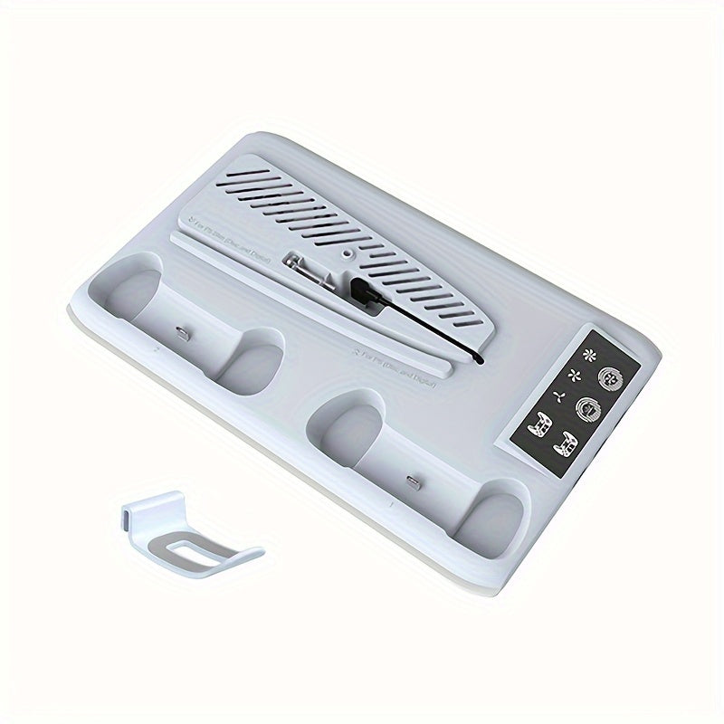 PS5/PS5 Slim Cooling Stand with RGB LED Controller Charger - 3-Level Fan System, Secure Console & Accessory Holder for PlayStation 5 Digital & Disc Editions