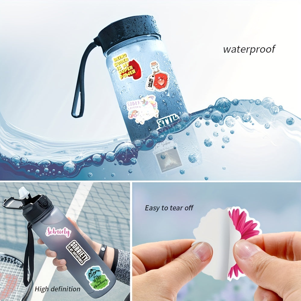 60pcs, Sober Stickers, Sobriety Vinyl Stickers, Water Bottle Laptop Scrapbooking Stickers Recovery Gifts