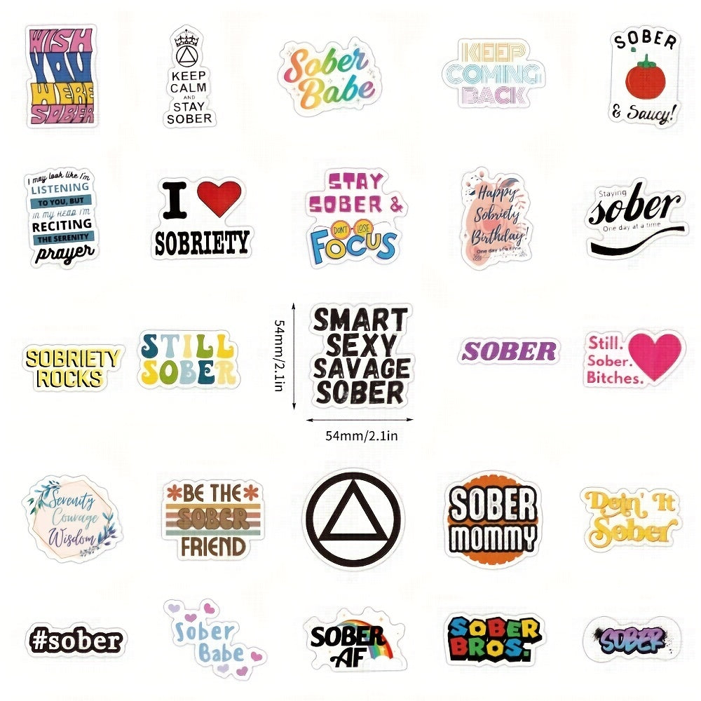 60pcs, Sober Stickers, Sobriety Vinyl Stickers, Water Bottle Laptop Scrapbooking Stickers Recovery Gifts