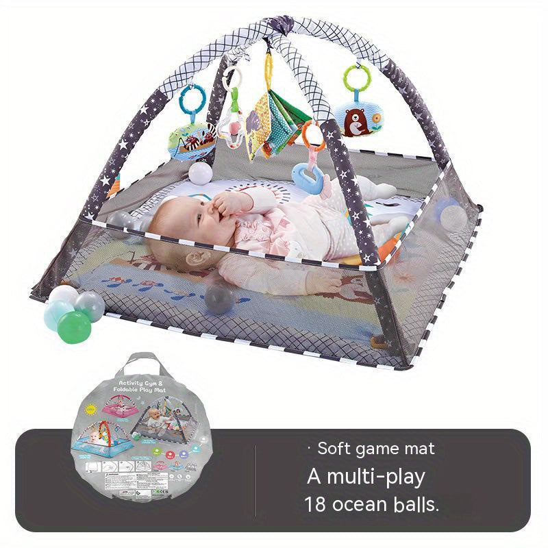 18-Piece Baby Activity Gym Set: Develop Movement & Cognition With Fence Gym, Ball Pit, Crawling Mat & Sensory Toys For Newborns & Toddlers - Perfect Christmas Gift For Boys & Girls!