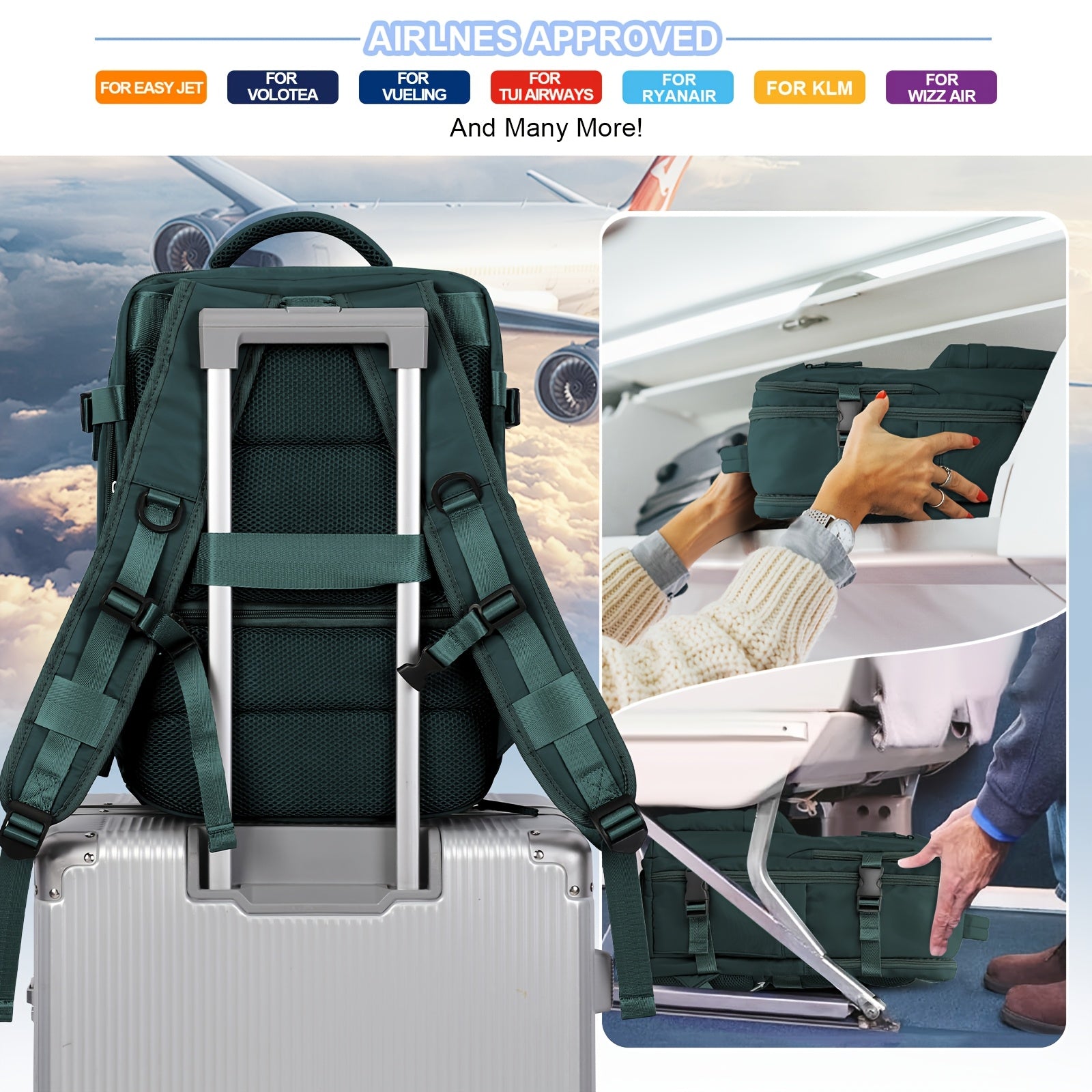 COOFAY Airline-Approved Large Travel Backpack for Men & Women - Durable Nylon, Multi-Compartment with Laptop Sleeve, Adjustable Straps, Ideal for Business & Gym Use, Business Backpack|Sleek Casual Design|Practical Design, Bac