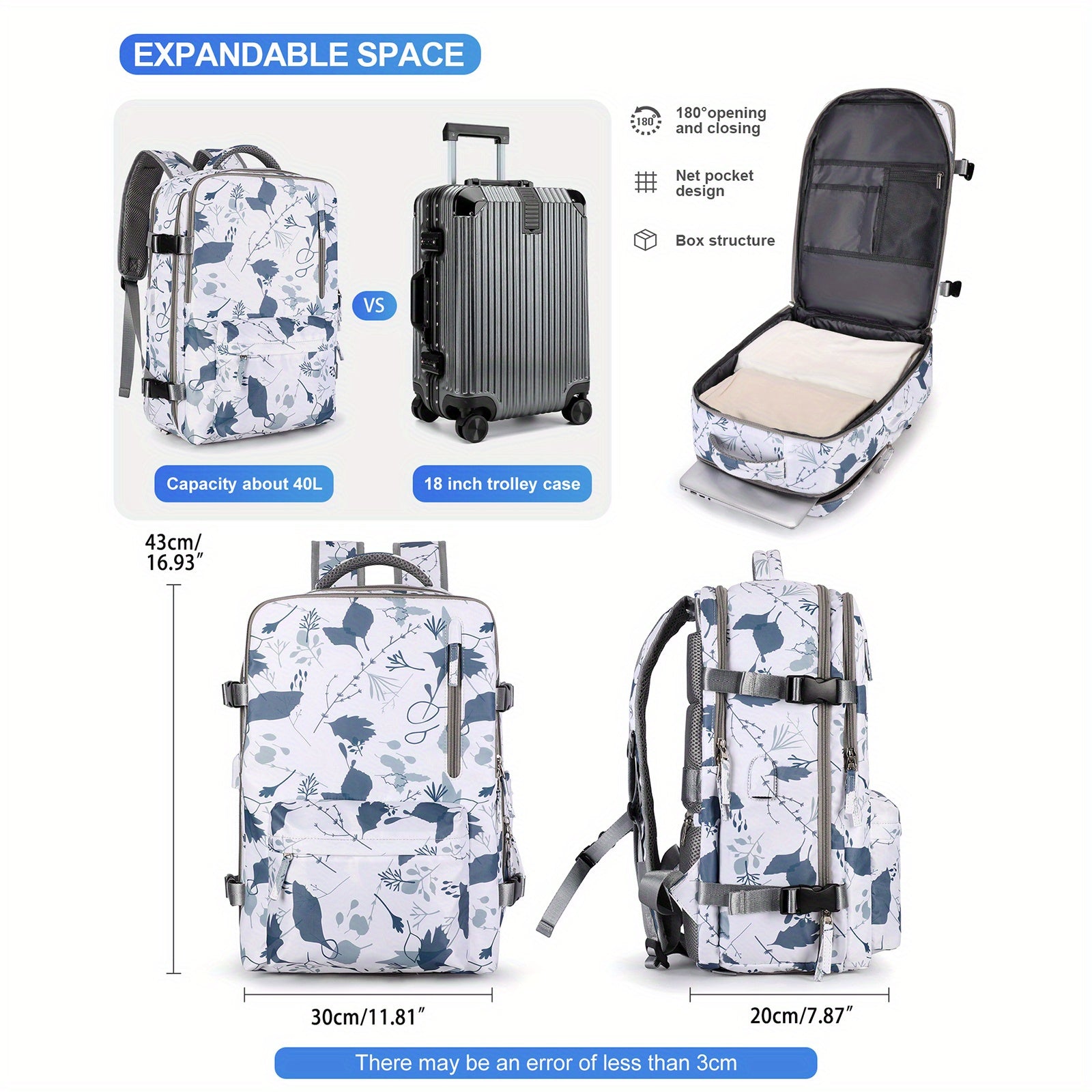 COOFAY Airline-Approved Large Travel Backpack for Men & Women - Durable Nylon, Multi-Compartment with Laptop Sleeve, Adjustable Straps, Ideal for Business & Gym Use, Business Backpack|Sleek Casual Design|Practical Design, Bac