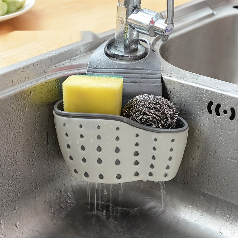 1 Pc Multifunctional Sink Sponge Rack With Adjustable Shoulder Strap - Hanging Bag, Organize And Drain Your Sponge With Ease - Perfect For Kitchen And Bathroom - Kitchen Supplies