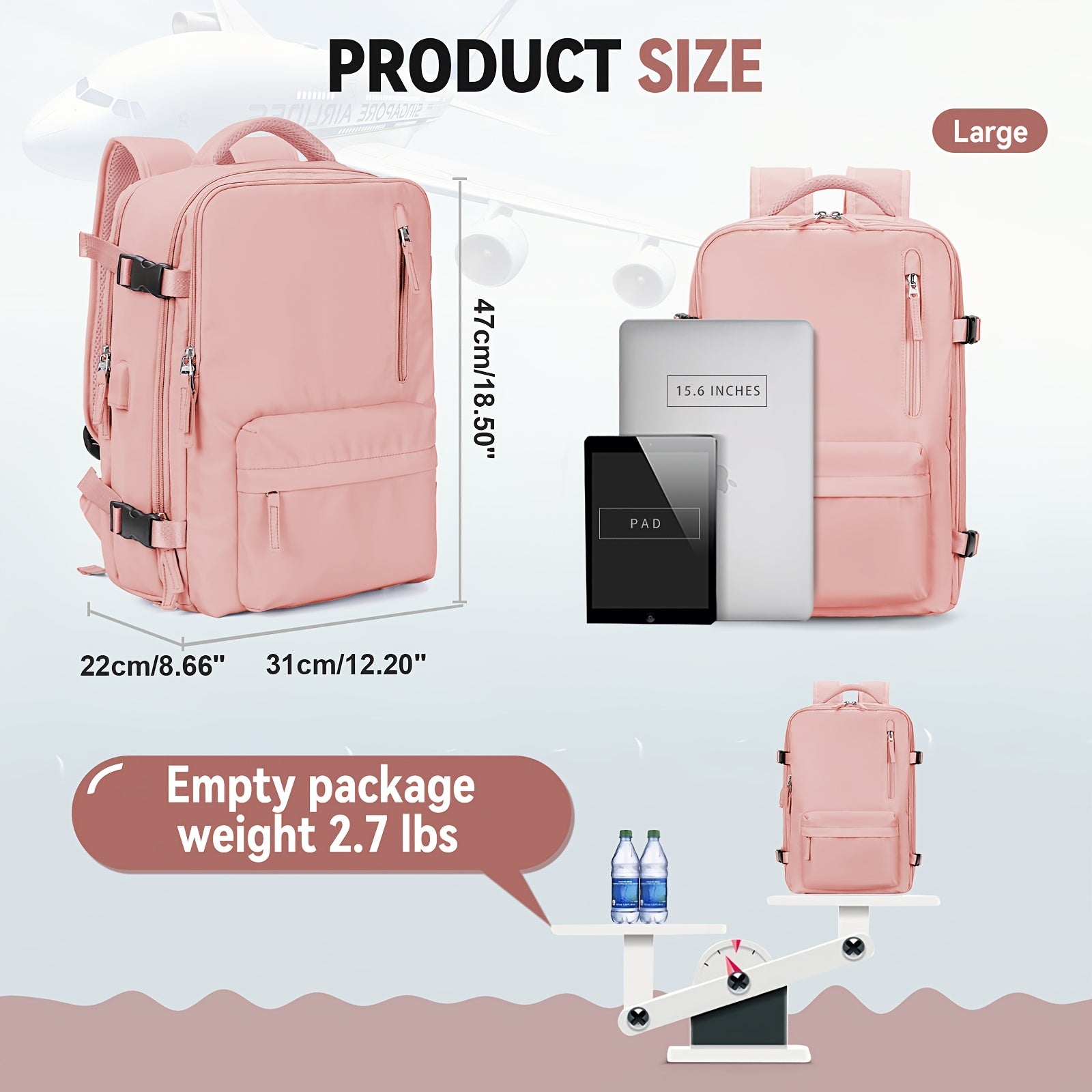 COOFAY Airline-Approved Large Travel Backpack for Men & Women - Durable Nylon, Multi-Compartment with Laptop Sleeve, Adjustable Straps, Ideal for Business & Gym Use, Business Backpack|Sleek Casual Design|Practical Design, Bac