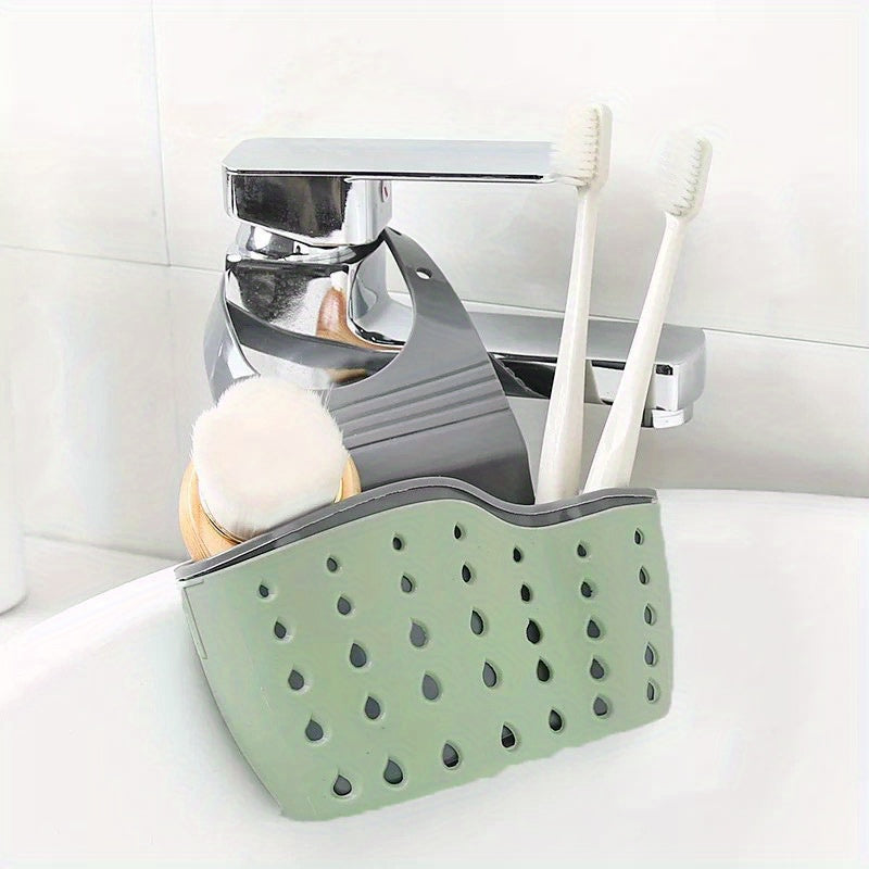 1 Pc Multifunctional Sink Sponge Rack With Adjustable Shoulder Strap - Hanging Bag, Organize And Drain Your Sponge With Ease - Perfect For Kitchen And Bathroom - Kitchen Supplies