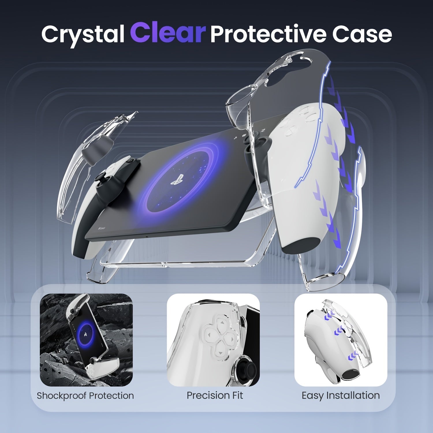 PS5 Portal Handheld Storage Case - Durable EVA Hard Shell Travel Set with Snug-Fit Clear Protective Cover, 2 HD Screen Protectors, and Accessory Compartments - Portable & Organizational Design for PlayStation Portal Remote Pl