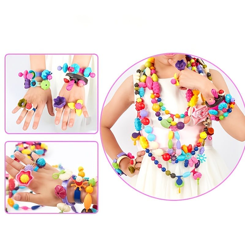 370pcs/set Cordless String Beads Children's DIY Educational Splicing Toys for Popper Beaded Bracelet Necklace Halloween Christmas Gift