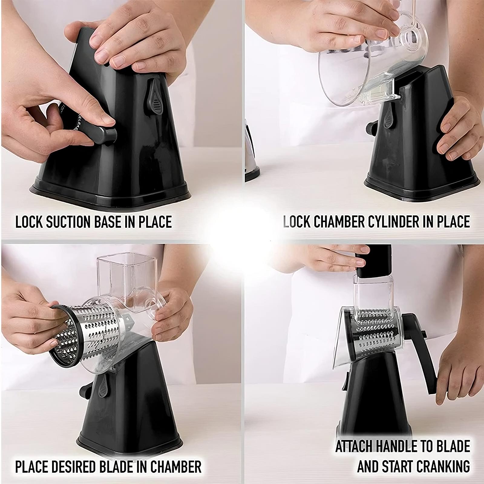 3-in-1 Rotary Cheese Grater & Vegetable Slicer