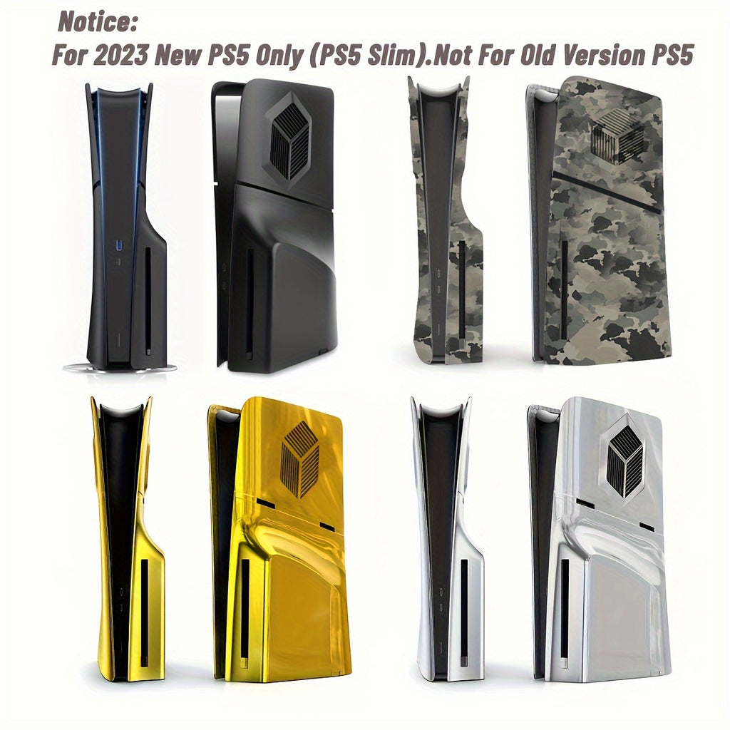 PS5 Slim Hard Shell Cover - Shockproof Face & Side Plates for Disc Edition, Premium ABS Replacement Panels, Black - Compatible with PlayStation 5 Console