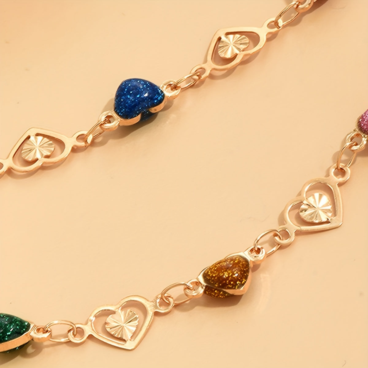 1 Pc Romantic Love Heart Chain Anklet - Vintage Style, Adjustable & Durable, Fashionable Ladies Ankle Bracelet for Everyday Glamour and Special Occasions