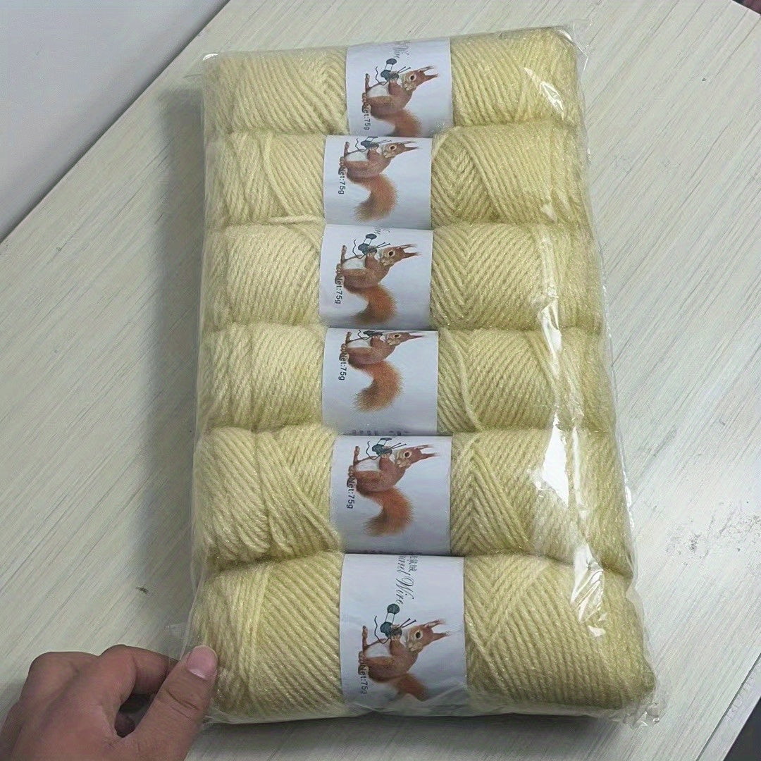6pcs Solid Color Soft Yarn For Knitting And Crocheting Sweater, Shawl, Scarf, 2.65oz/pc
