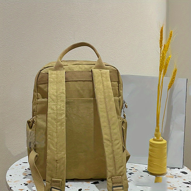 Large Capacity Backpacks for Women Casual Backpacks Women's High-capacity School Bag Solid Color Zipper Travel Bag Multi-pocket Laptop Bag