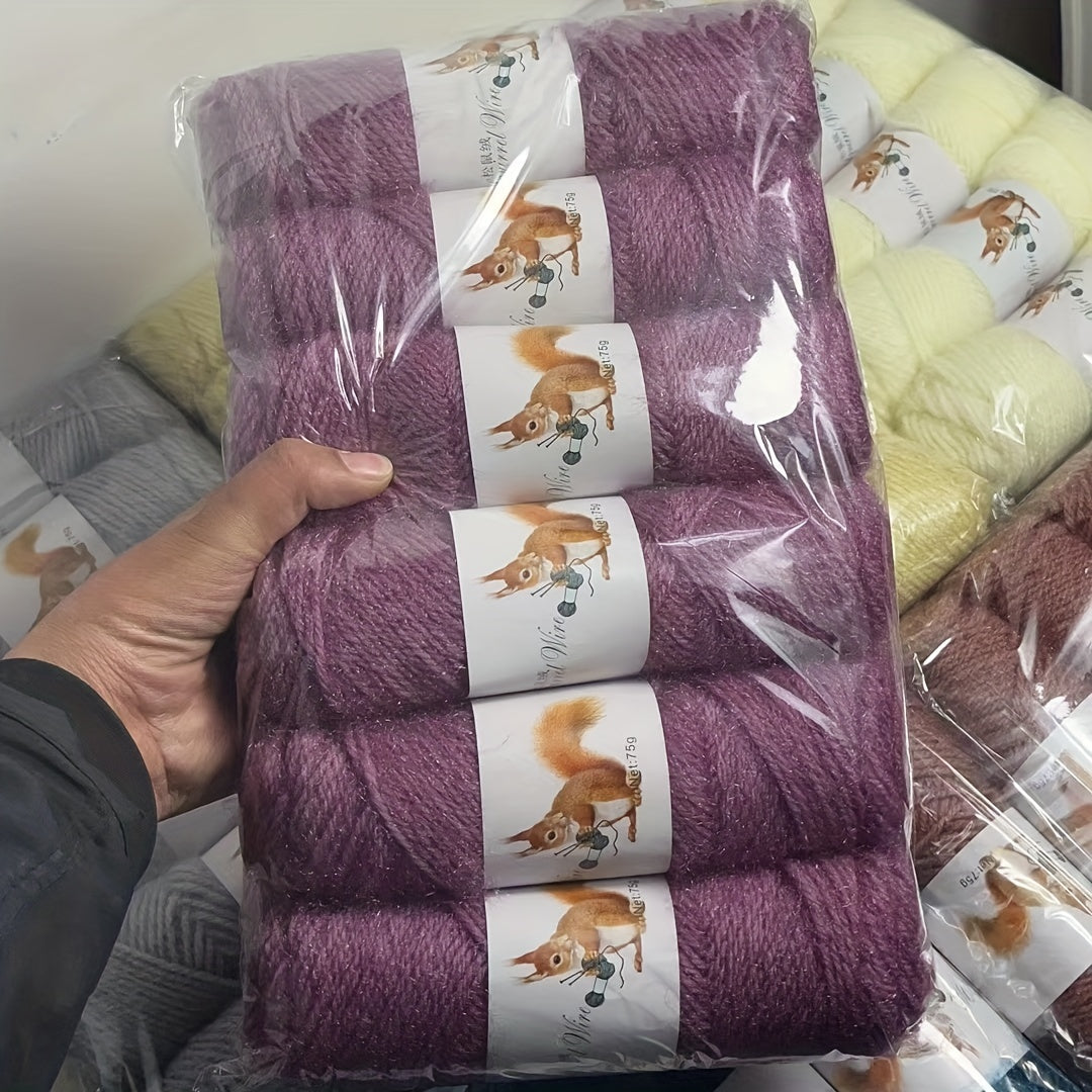 6pcs Solid Color Soft Yarn For Knitting And Crocheting Sweater, Shawl, Scarf, 2.65oz/pc