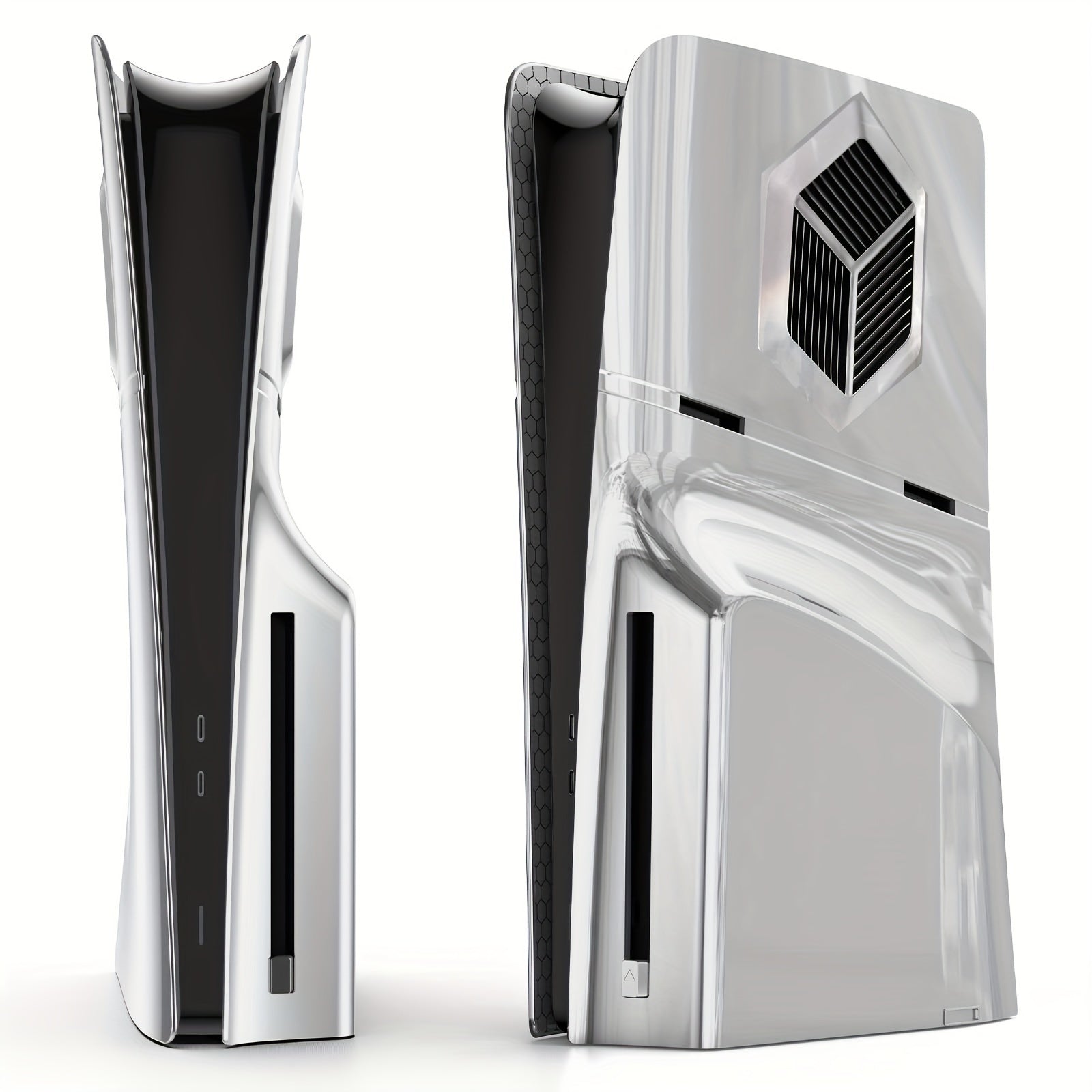 PS5 Slim Hard Shell Cover - Shockproof Face & Side Plates for Disc Edition, Premium ABS Replacement Panels, Black - Compatible with PlayStation 5 Console