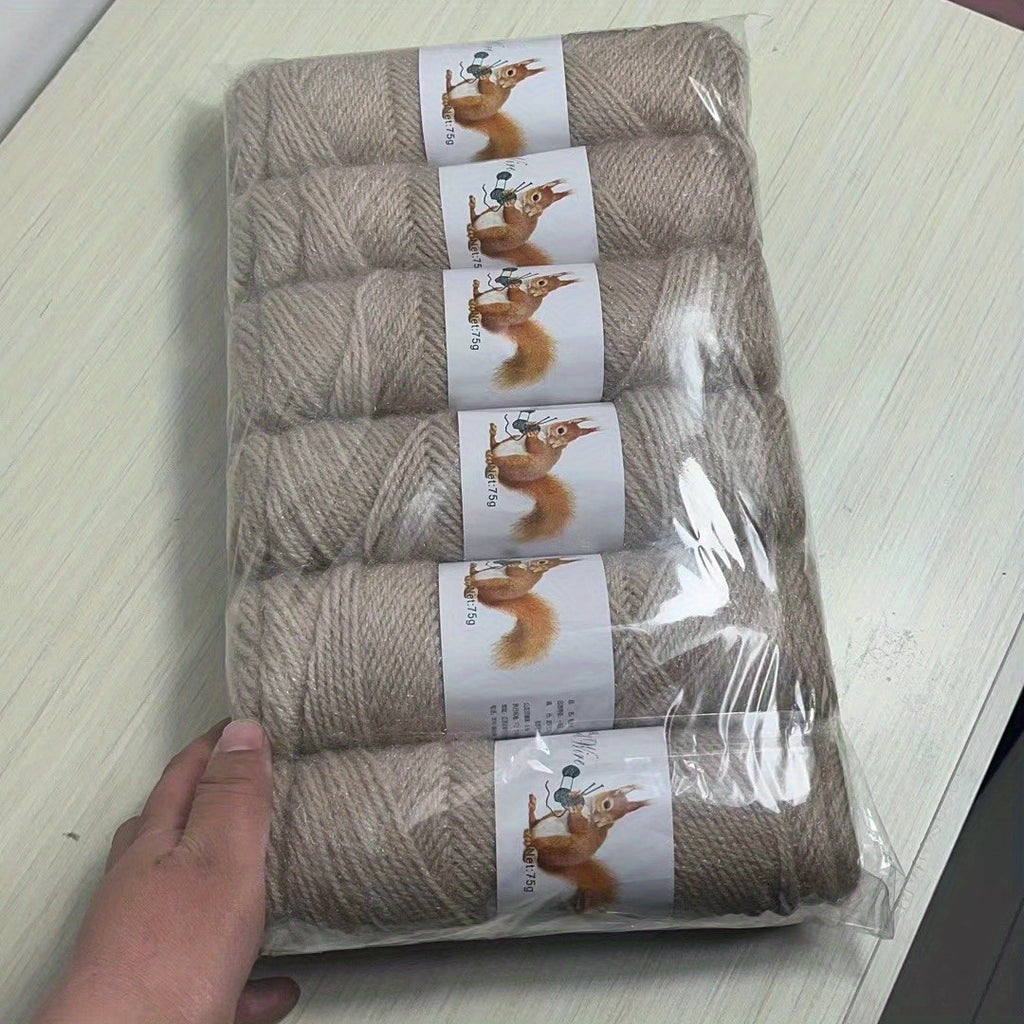 6pcs Solid Color Soft Yarn For Knitting And Crocheting Sweater, Shawl, Scarf, 2.65oz/pc