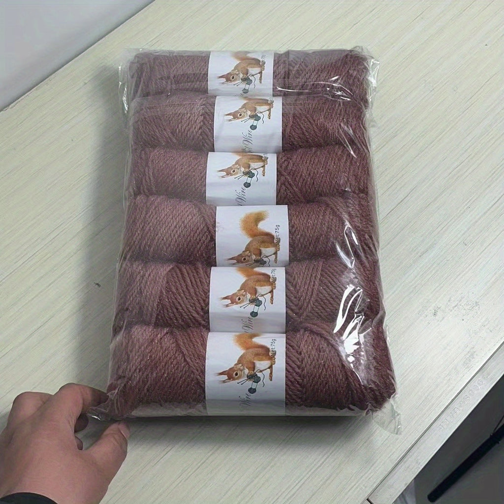 6pcs Solid Color Soft Yarn For Knitting And Crocheting Sweater, Shawl, Scarf, 2.65oz/pc