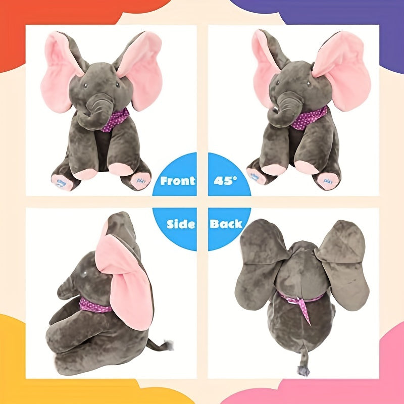 1pc, Hide-and-seek Elephant Plush Toy, Baby Girl Hide-and-seek Game Toy Singing Interactive Musical Toys, A Good Gift For Girls Over 6 Years Old Activity Ear Hide-and-seek Bear Doll