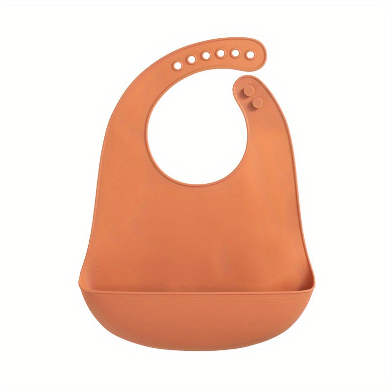 1 pc Waterproof Silicone Baby Bibs - Soft, Adjustable, BPA-Free Feeding Cloths for Infants - Solid Color Design with Easy Clean-Up