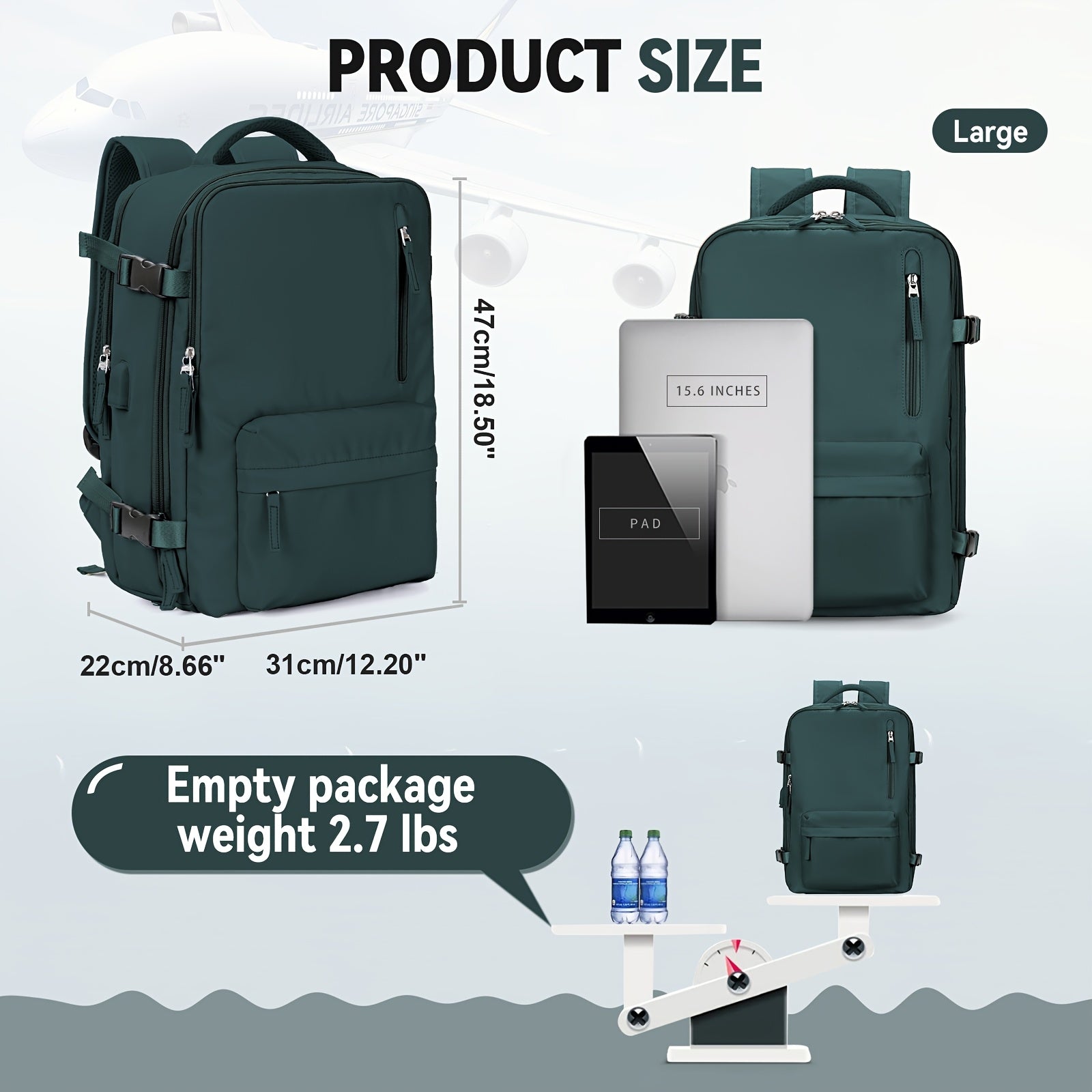 COOFAY Airline-Approved Large Travel Backpack for Men & Women - Durable Nylon, Multi-Compartment with Laptop Sleeve, Adjustable Straps, Ideal for Business & Gym Use, Business Backpack|Sleek Casual Design|Practical Design, Bac