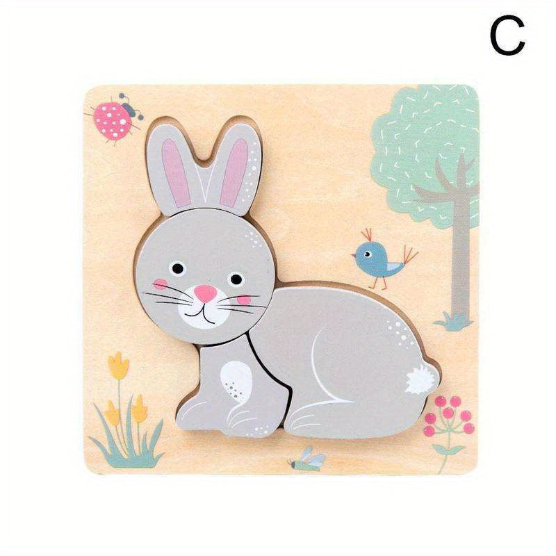3D Wooden Cartoon Animals Cognitive Puzzles For Kids, Kids With Wooden Toys, Baby Educational Toys Game Christmas, Halloween Gift