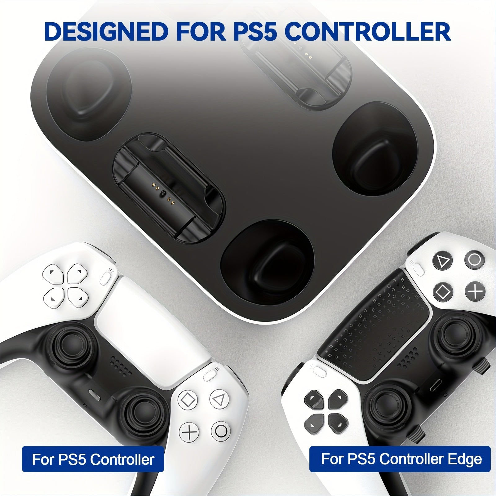 Dual Controller Charging Station for Playstation 5 & DualSense Edge Controller | Fast Charging Dock Stand with Cable, USB Powered, Plastic Material, Compatible with Dualsense Edge Controller