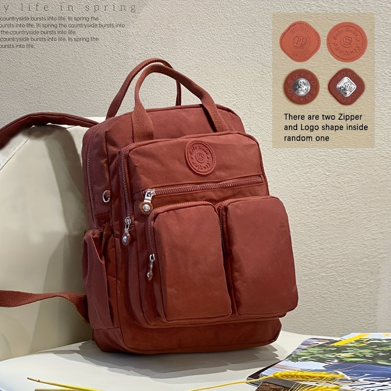 Large Capacity Backpacks for Women Casual Backpacks Women's High-capacity School Bag Solid Color Zipper Travel Bag Multi-pocket Laptop Bag