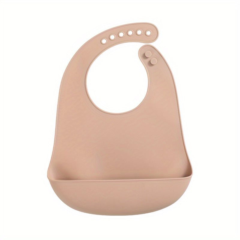 1 pc Waterproof Silicone Baby Bibs - Soft, Adjustable, BPA-Free Feeding Cloths for Infants - Solid Color Design with Easy Clean-Up