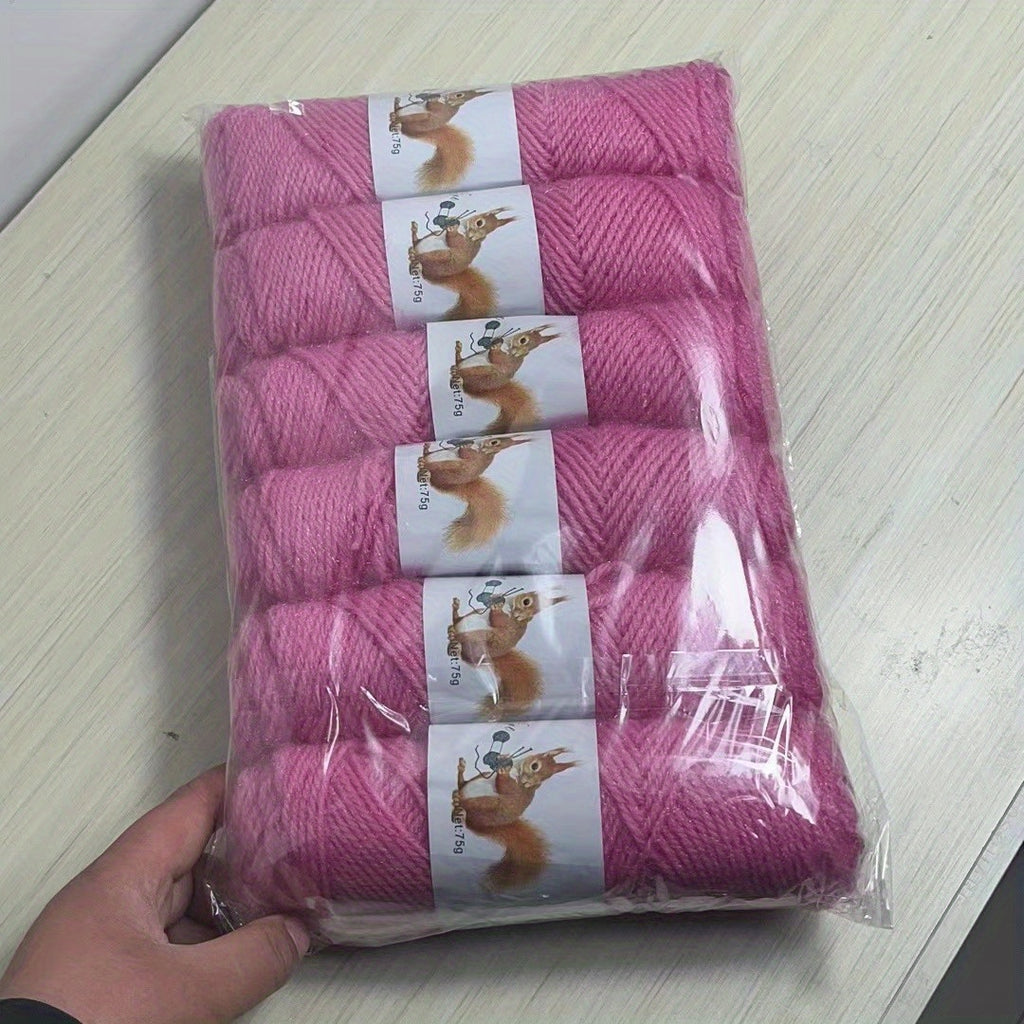 6pcs Solid Color Soft Yarn For Knitting And Crocheting Sweater, Shawl, Scarf, 2.65oz/pc