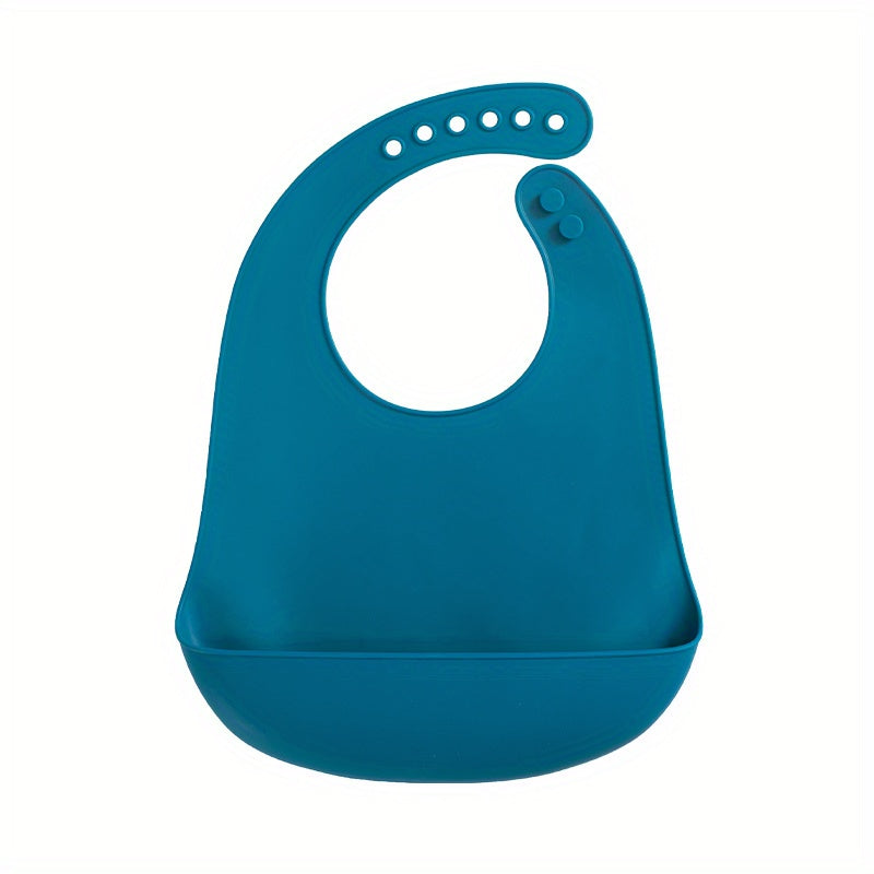 1 pc Waterproof Silicone Baby Bibs - Soft, Adjustable, BPA-Free Feeding Cloths for Infants - Solid Color Design with Easy Clean-Up